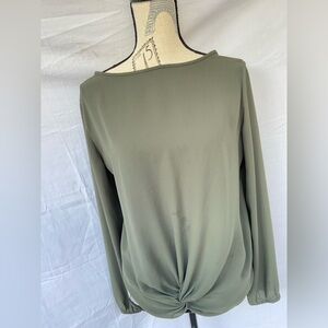 LOFT Sage Green Blouse with Twist Detail